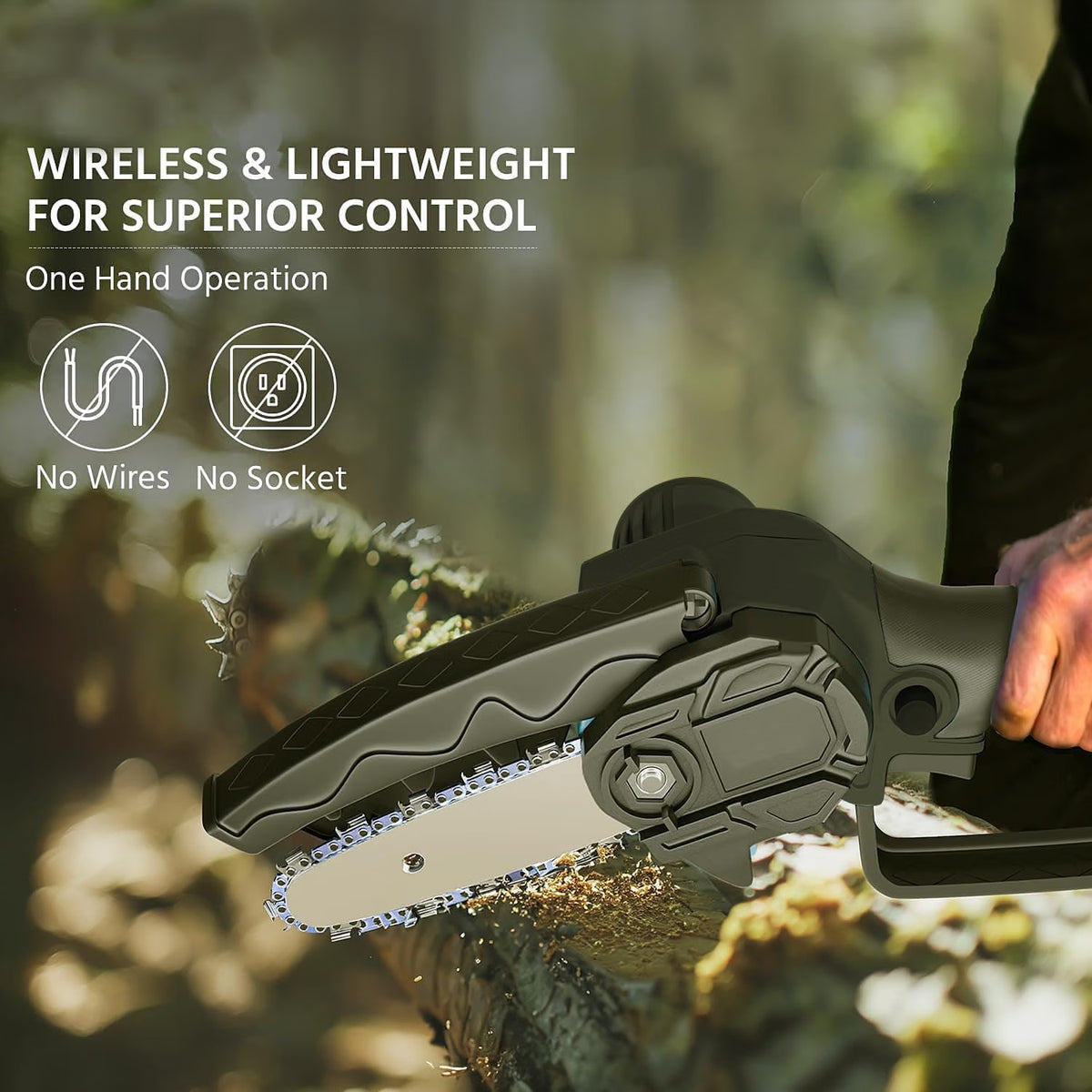 6-Inch Battery Powered Cordless Chainsaw | Garden & DIY Tool