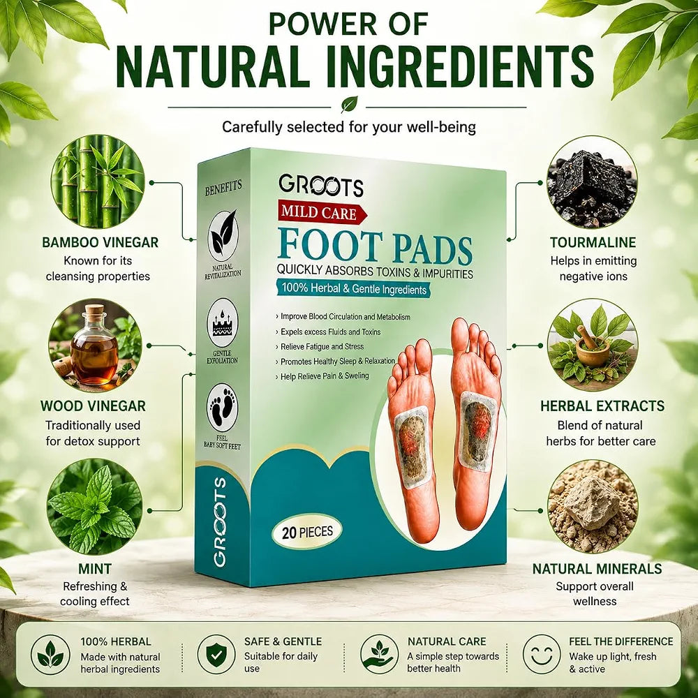 GROOTS Premium Foot pads, Foot Patches Stress Relief Patch Solution, Toxin Remover cleansing , Pain Relief ,Weight Loss Sleep Patch for Detoxification, For Men & Women  