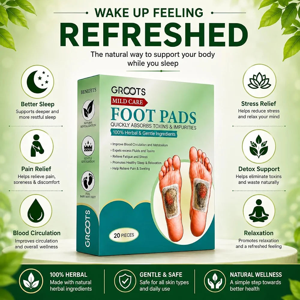 GROOTS Premium Foot pads, Foot Patches Stress Relief Patch Solution, Toxin Remover cleansing , Pain Relief ,Weight Loss Sleep Patch for Detoxification, For Men & Women  