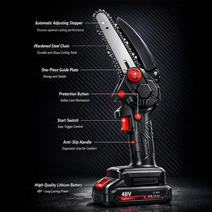6-Inch Battery Powered Cordless Chainsaw | Garden & DIY Tool