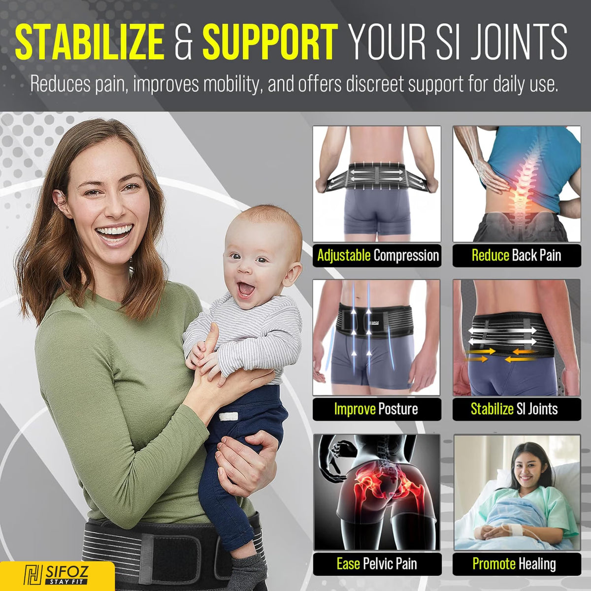 Back & Hip Support Belt | Adjustable Lower Back Support