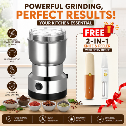 Portable Electric Mixer Grinder – FREE 2-in-1 Knife & Peeler