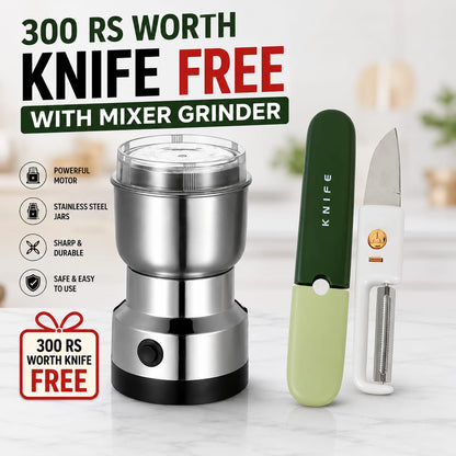 Portable Electric Mixer Grinder – FREE 2-in-1 Knife & Peeler